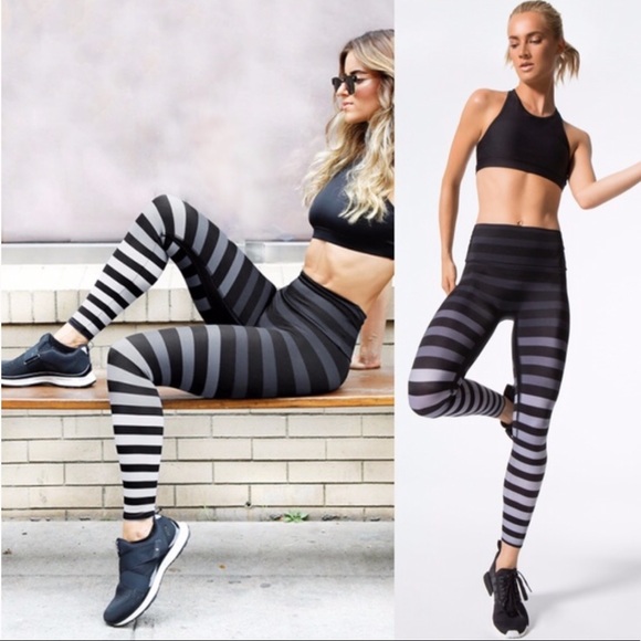 Athleta Pants - Athleta Striped Ombré Leggings Tights Gray 376
